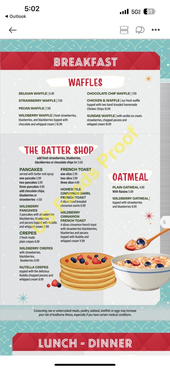 Star 57 Diner menu board