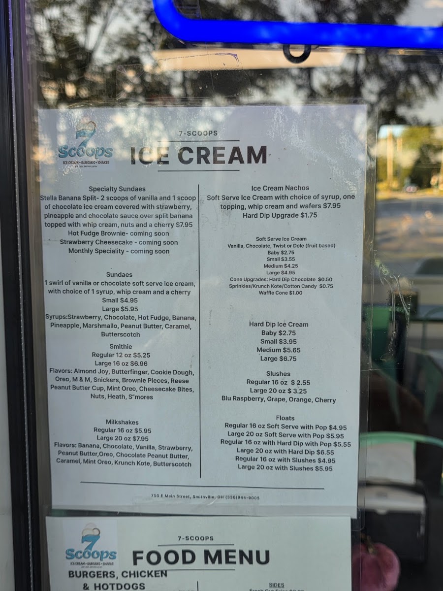 7 Scoops LLC menu board