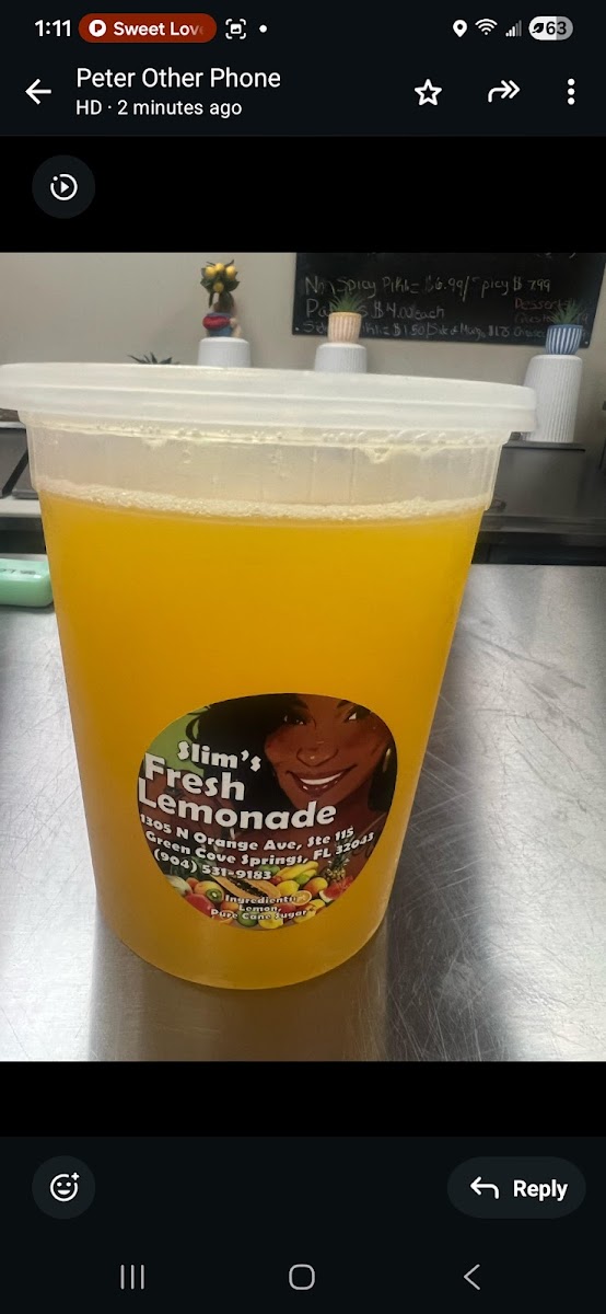 Slim's Cafe (Located in KAY PETER Caribbean Store & Mini Market) menu board