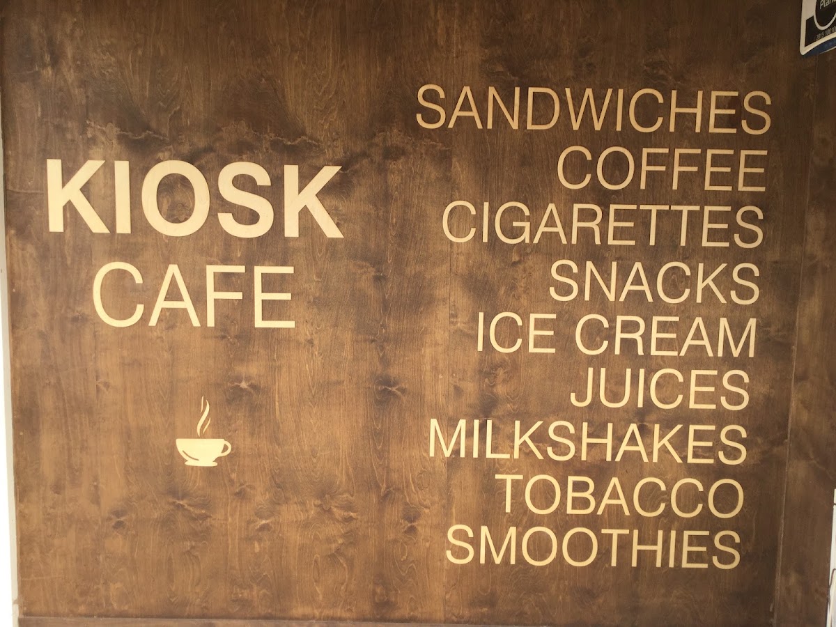 KIOSK CAFE & MORE. menu board