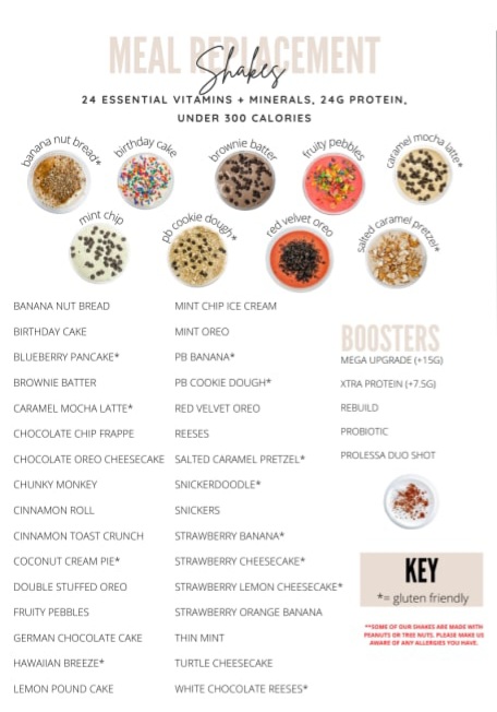 SBL Nutrition menu board