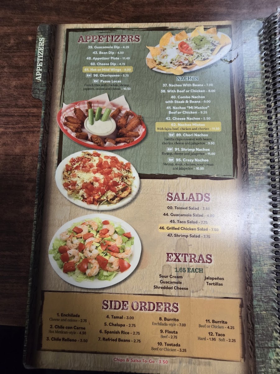 Mi Mexico menu board