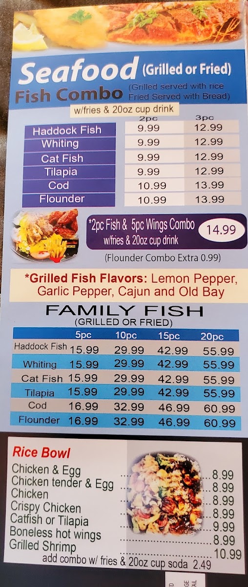 America's Best Wings menu board