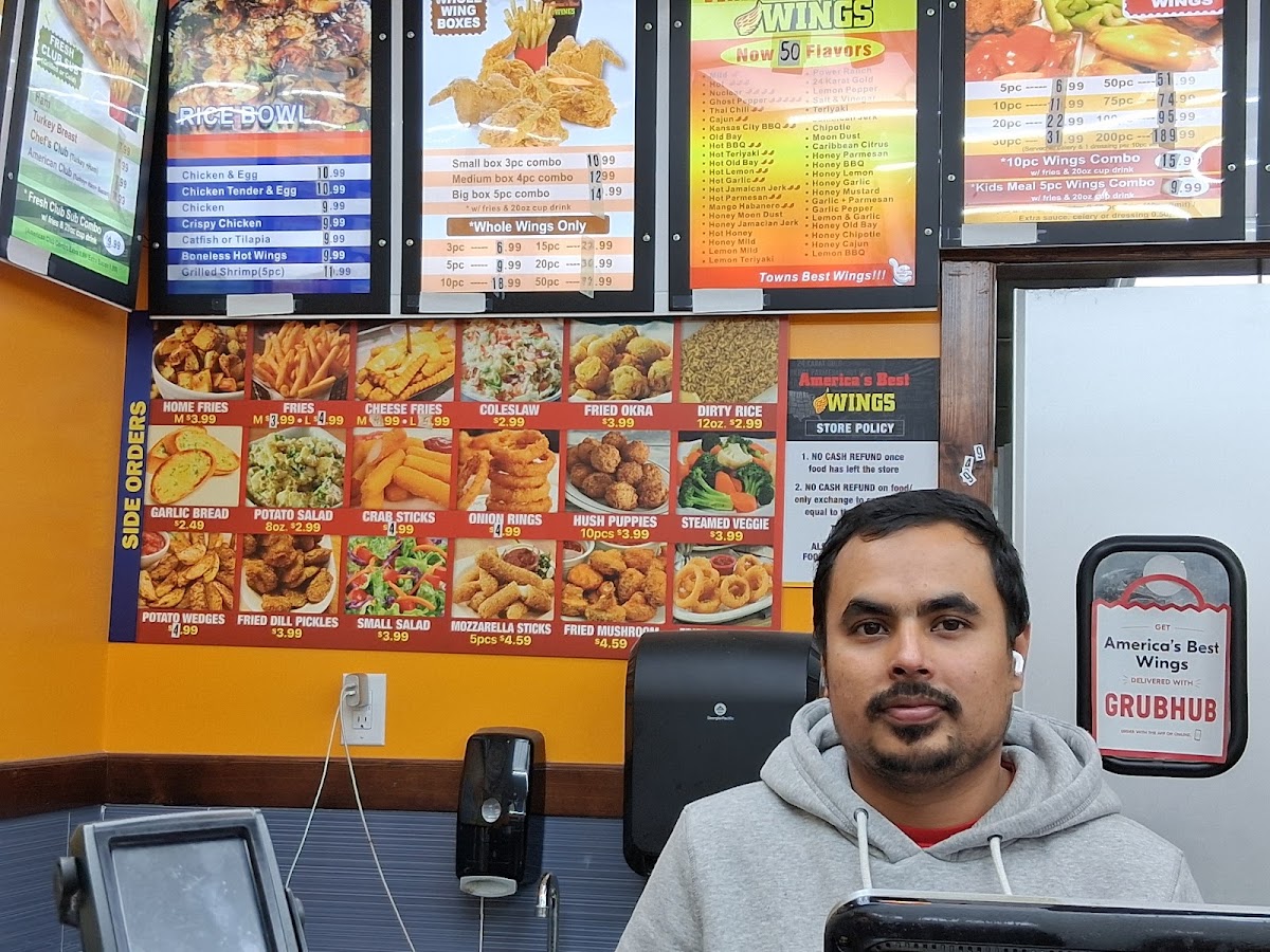 America's Best Wings menu board