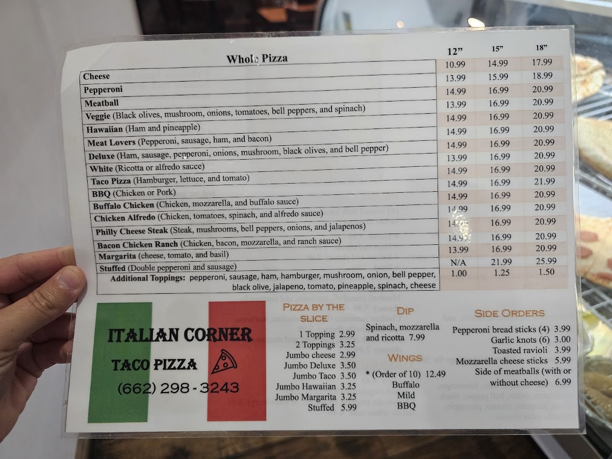 Taco Pizza menu board