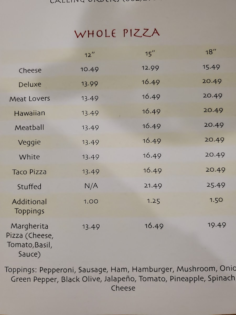 Taco Pizza menu board
