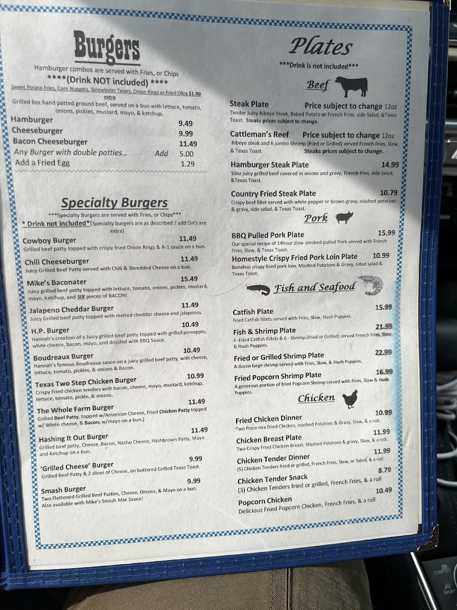 Mike's Country Kitchen menu board
