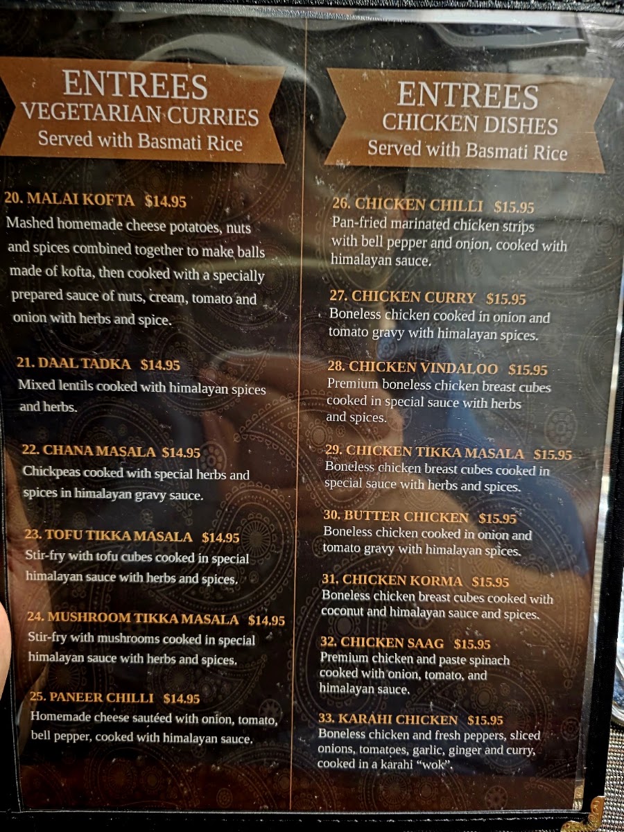Himalayan Chulo menu board