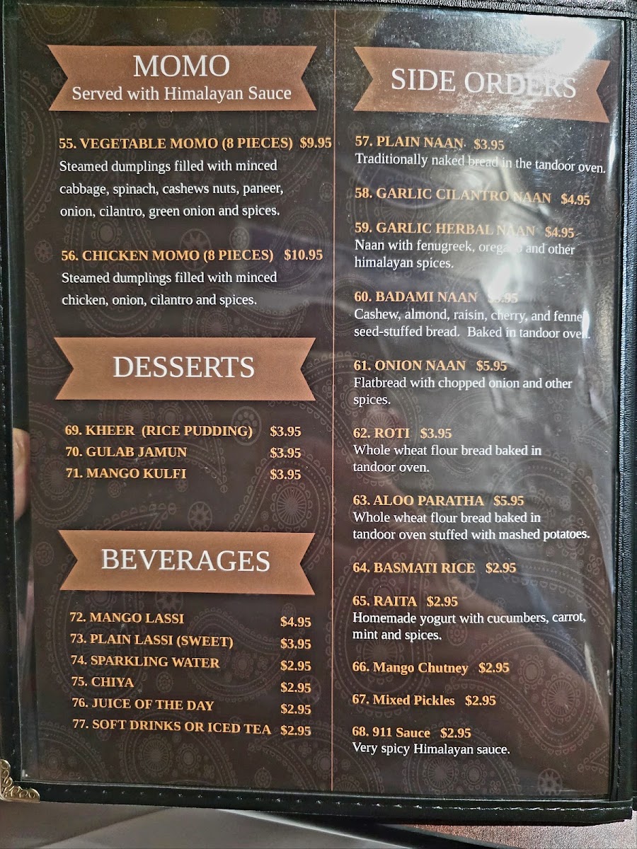 Himalayan Chulo menu board