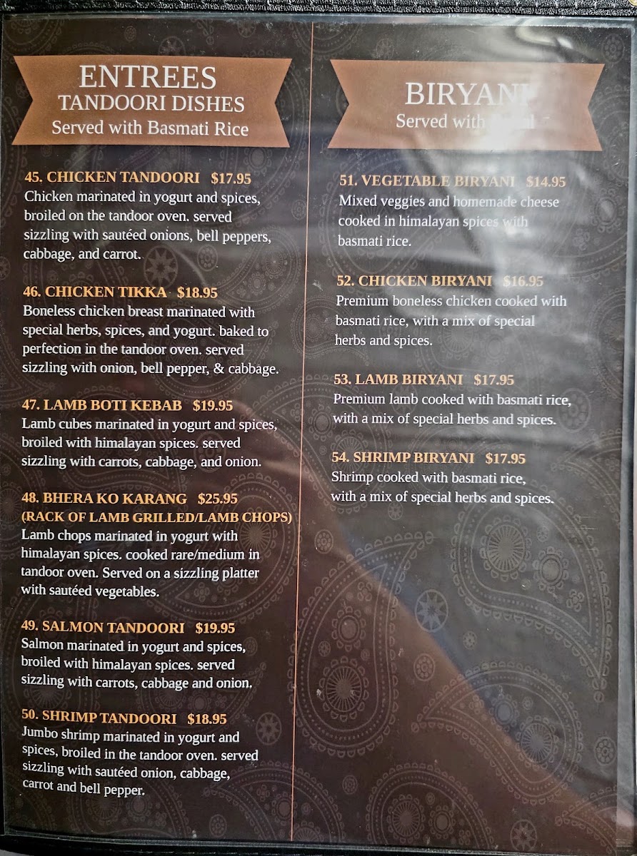 Himalayan Chulo menu board