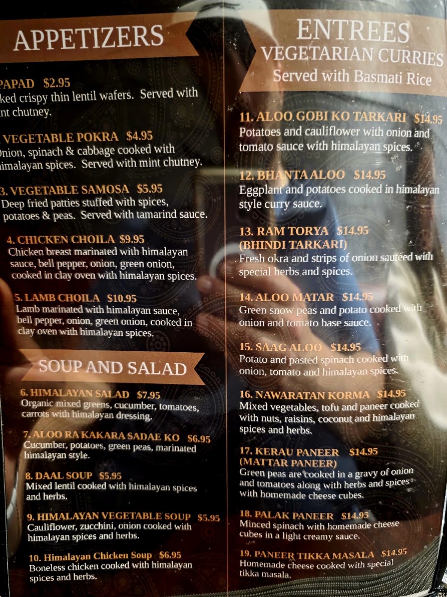 Himalayan Chulo menu board