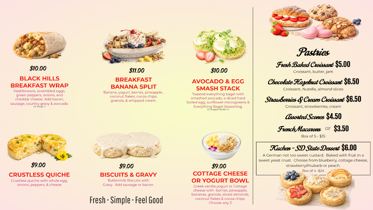 Feel Good Cafe menu board