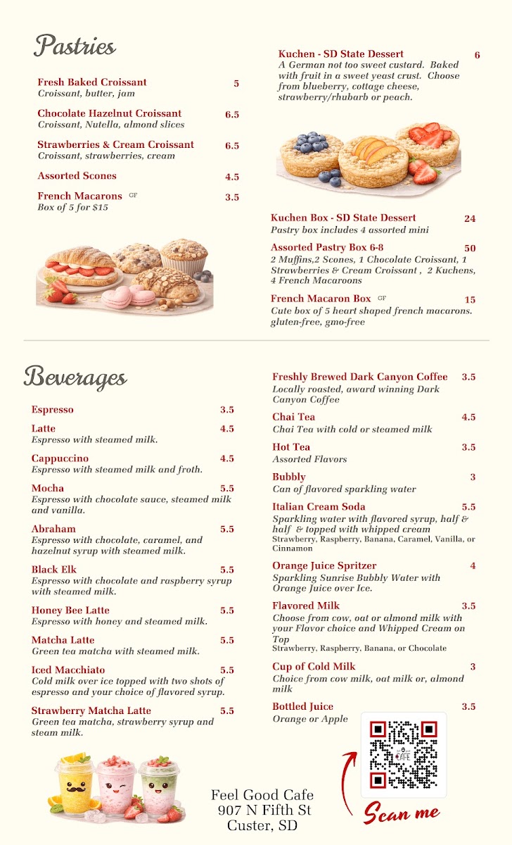 Feel Good Cafe menu board