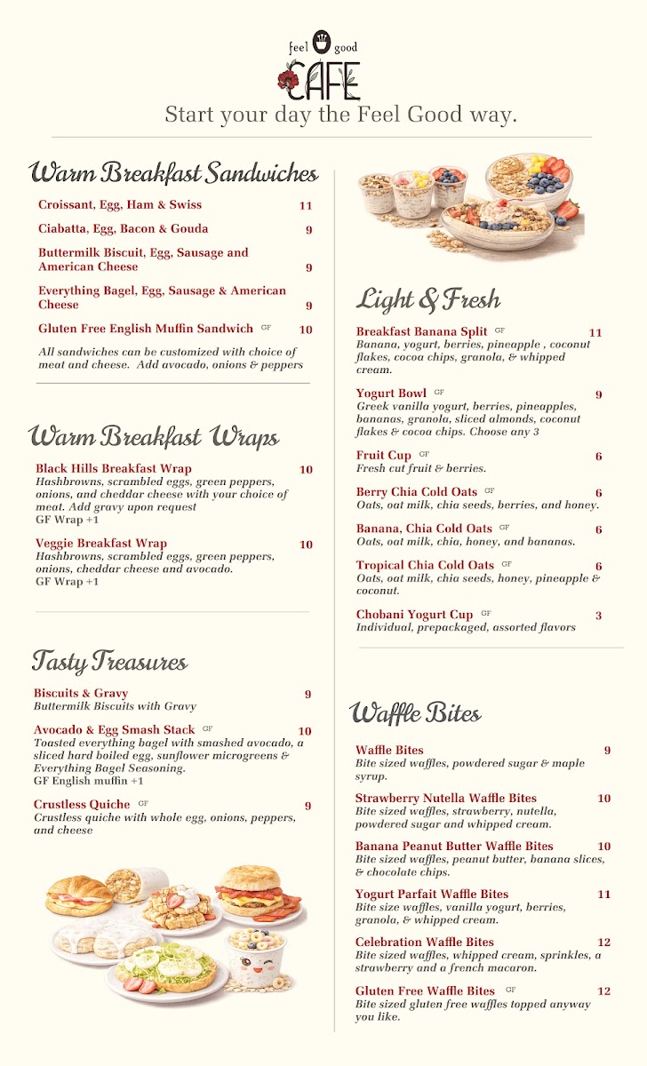 Feel Good Cafe menu board