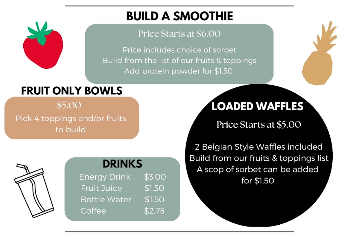 Rise Up Acai Bar menu board