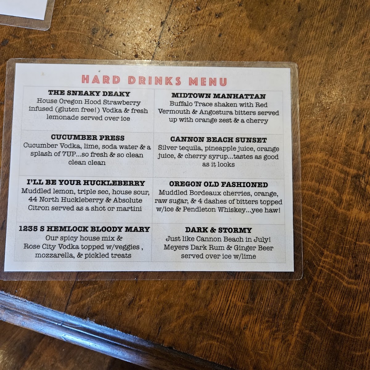 Screw and Brew menu board