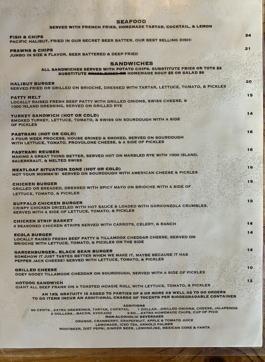 Screw and Brew menu board