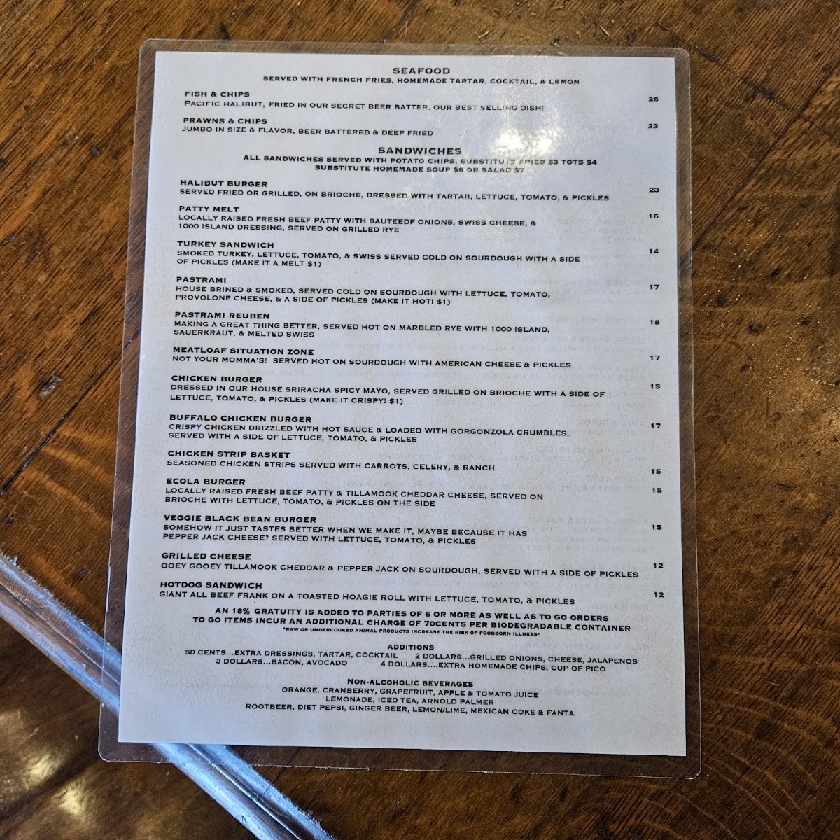 Screw and Brew menu board