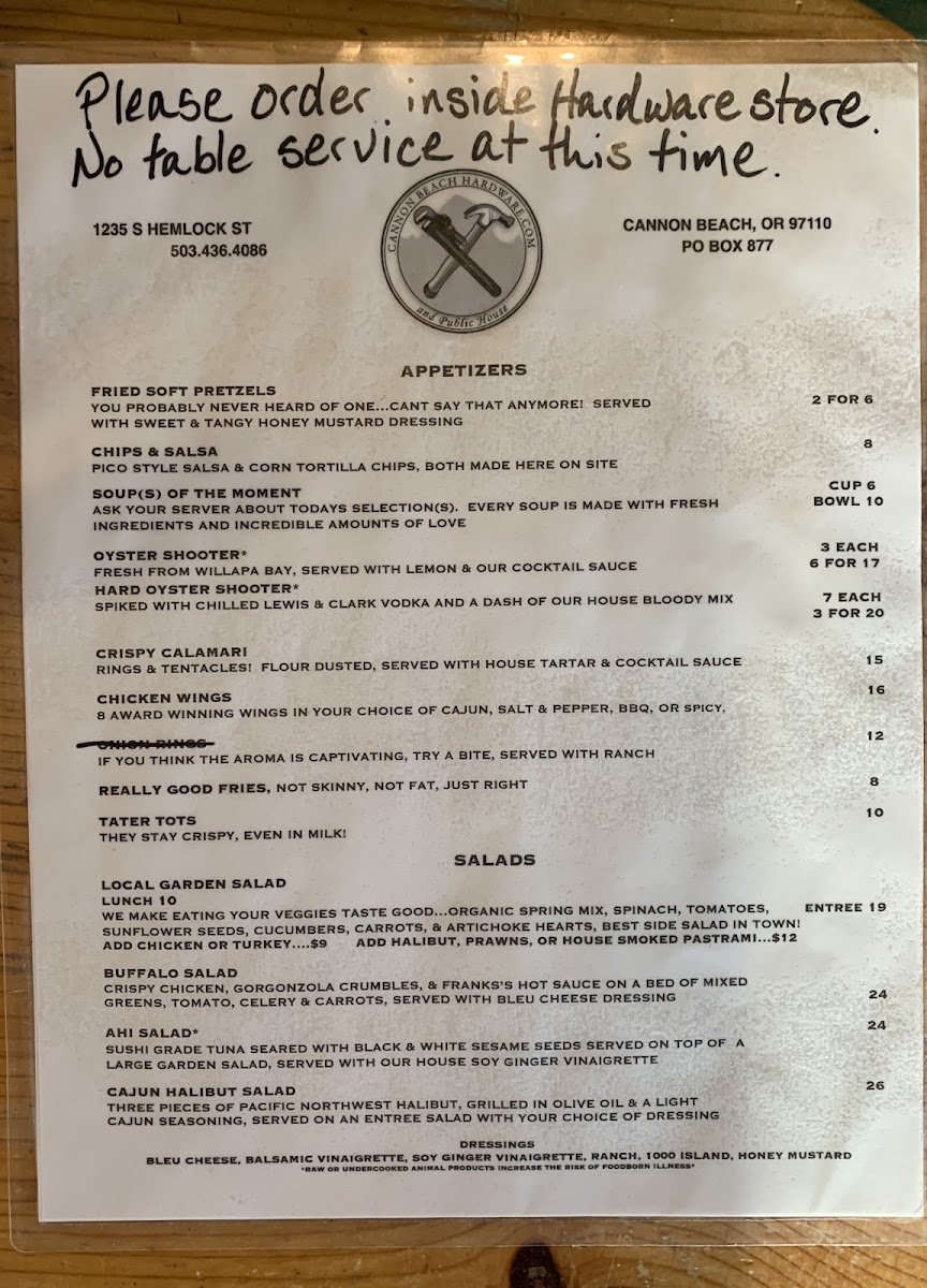 Screw and Brew menu board