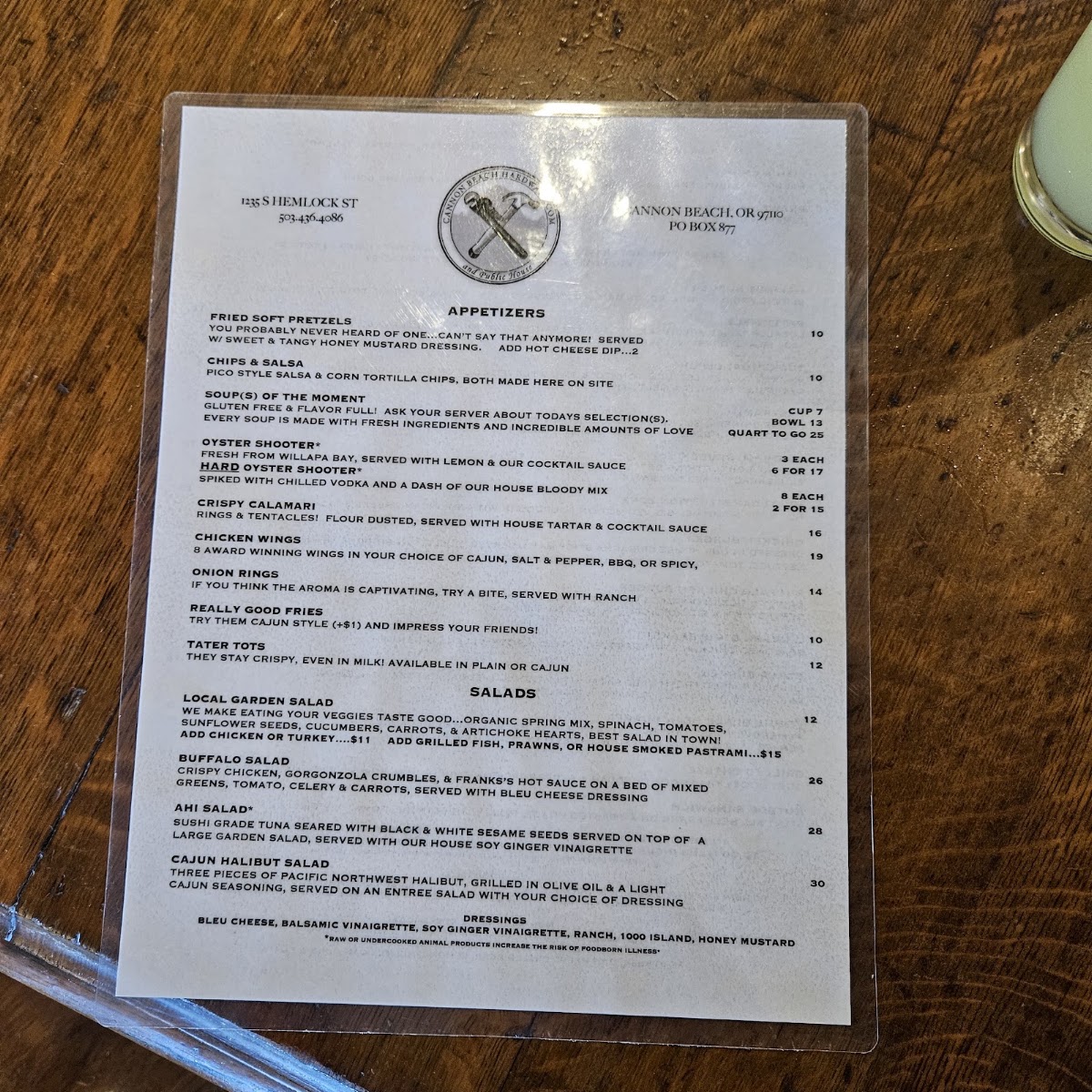 Screw and Brew menu board