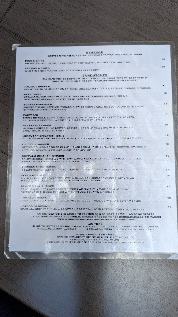 Screw and Brew menu board