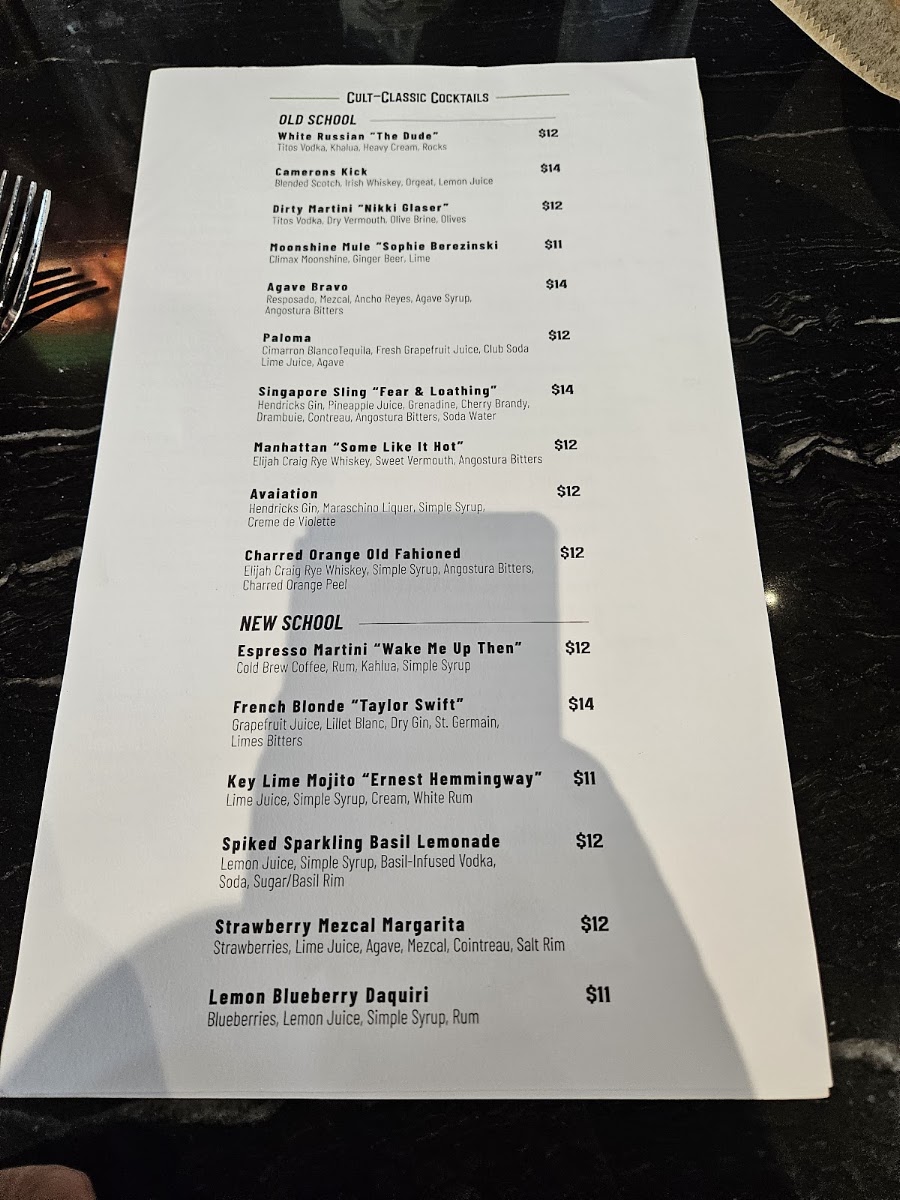 Lebowski’s Brewing Co. menu board