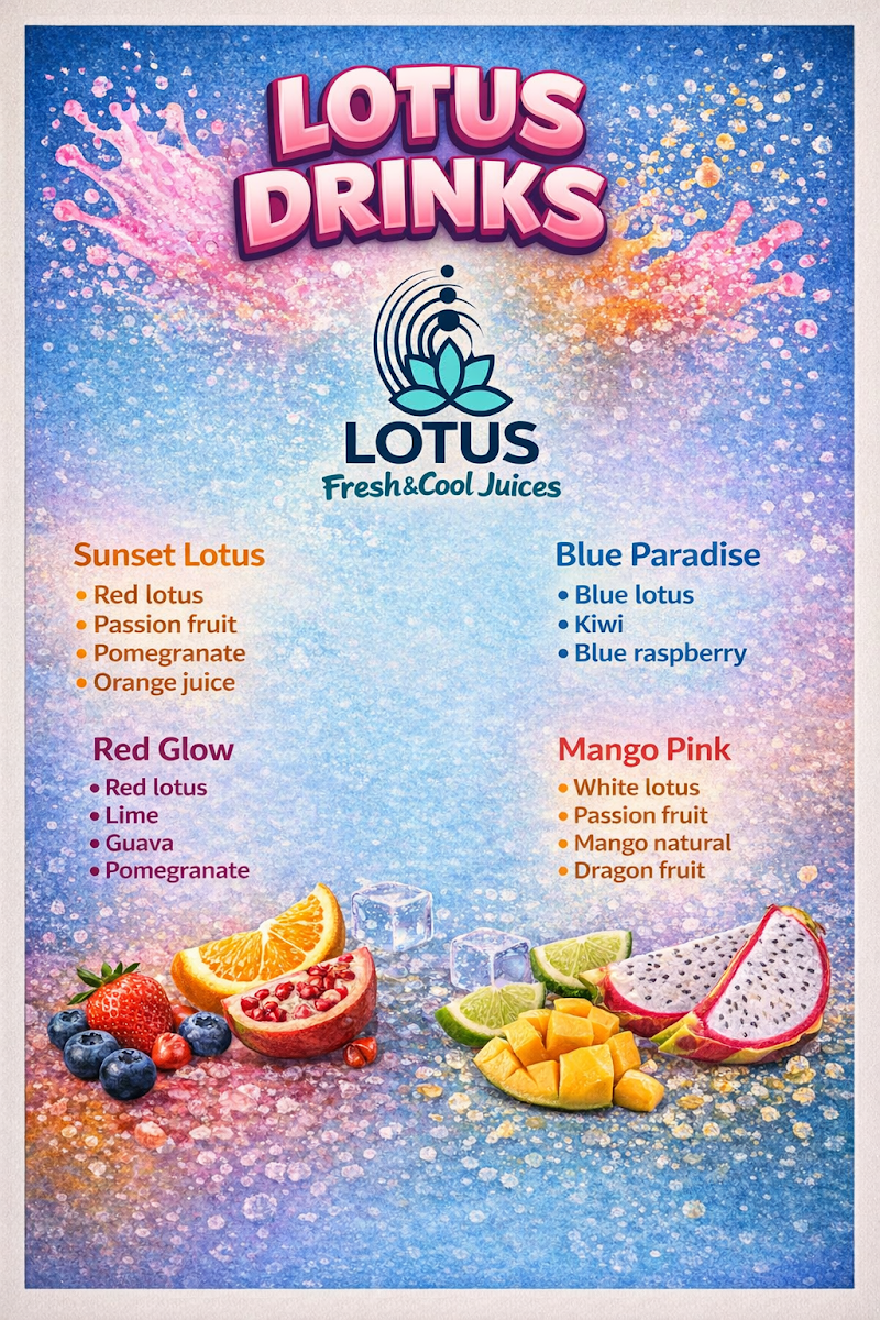 Fresh&cool juices menu board