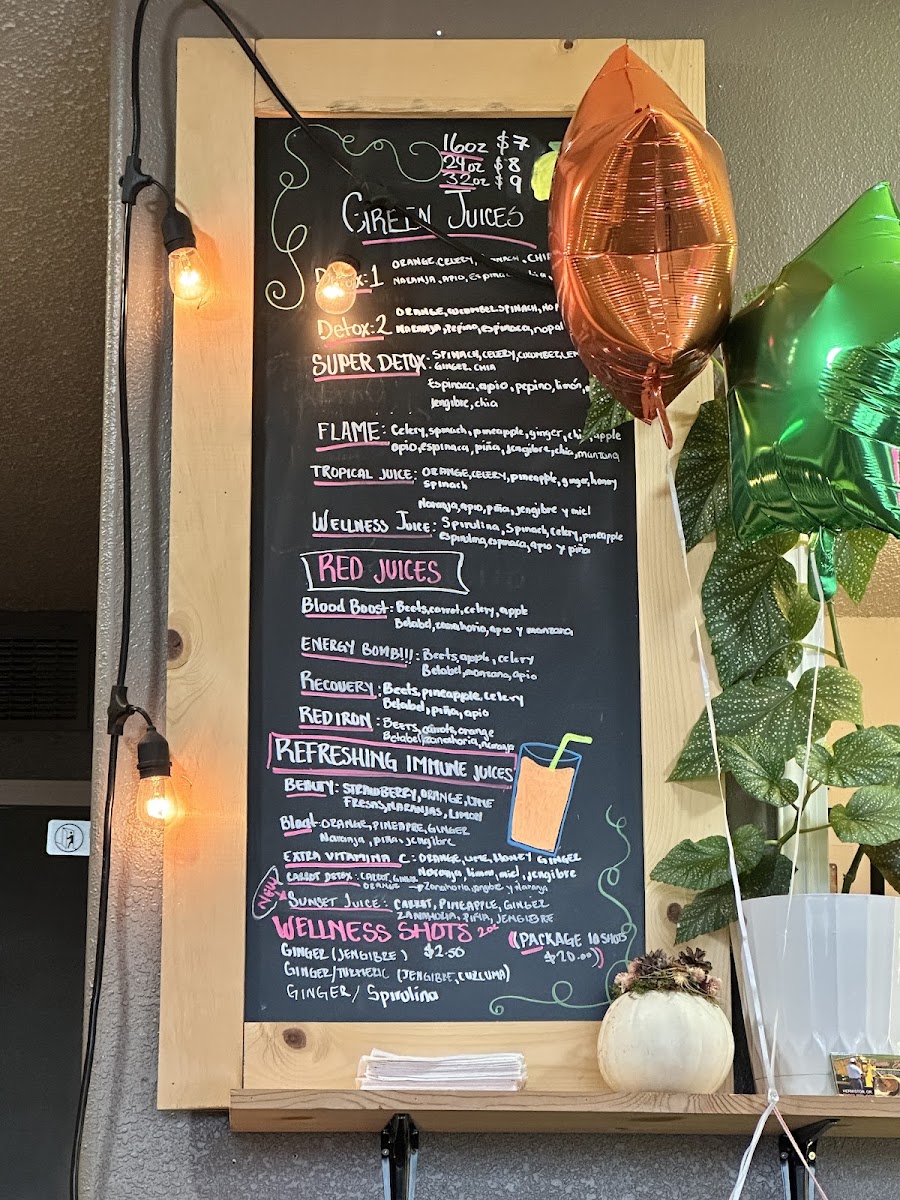 Fresh&cool juices menu board