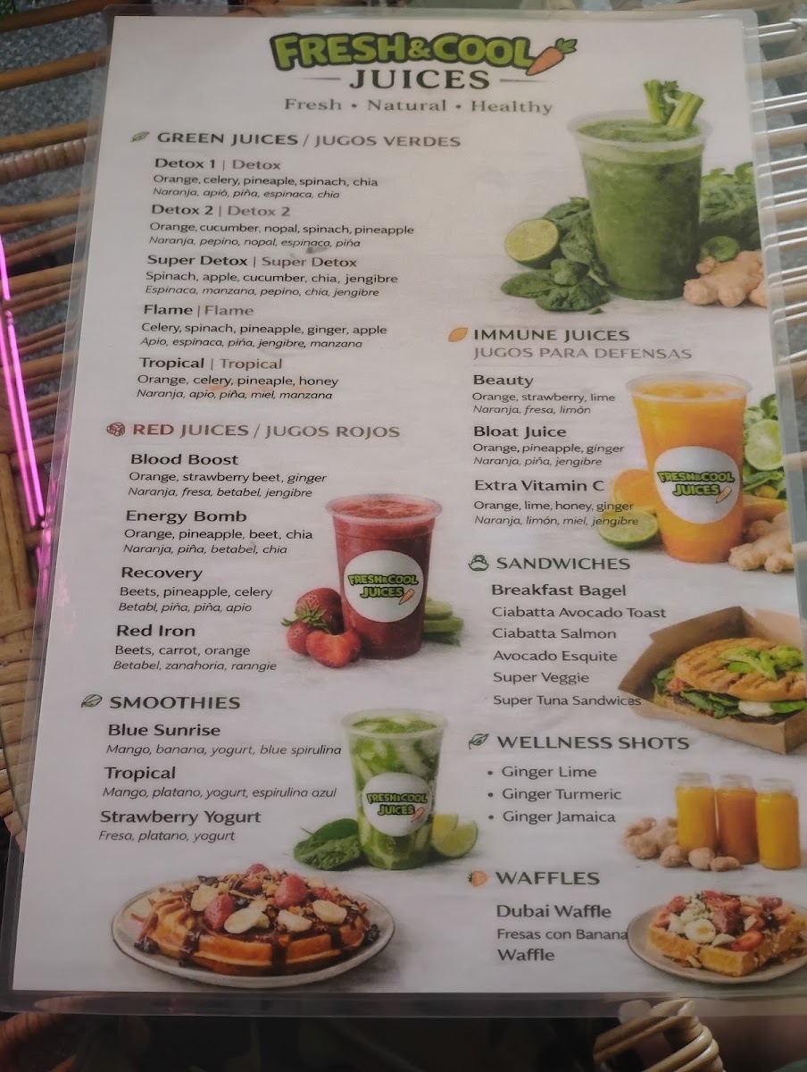 Fresh&cool juices menu board