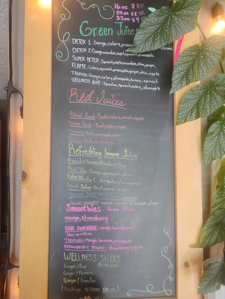 Fresh&cool juices menu board