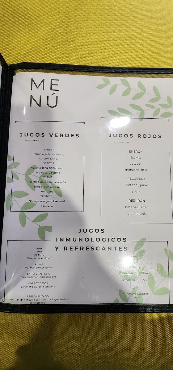 Fresh&cool juices menu board