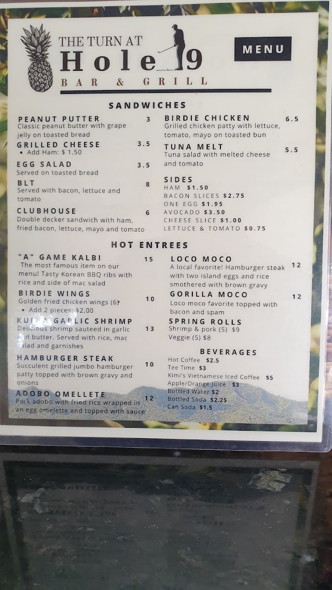 The Turn at Stella's Restaurant and Bar menu board