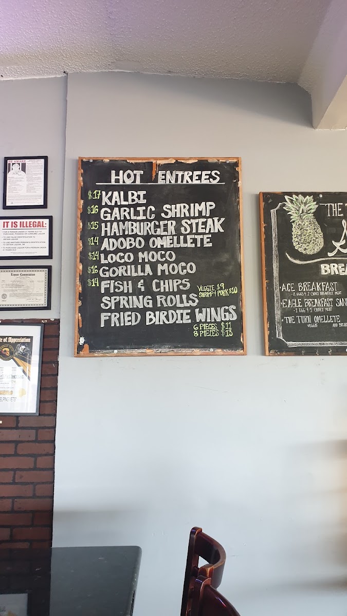 The Turn at Stella's Restaurant and Bar menu board
