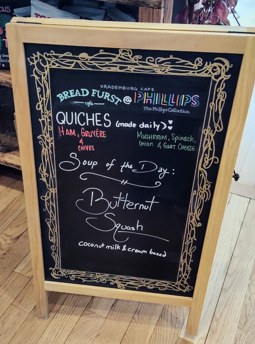 Bread Furst Vradenburg Cafe menu board