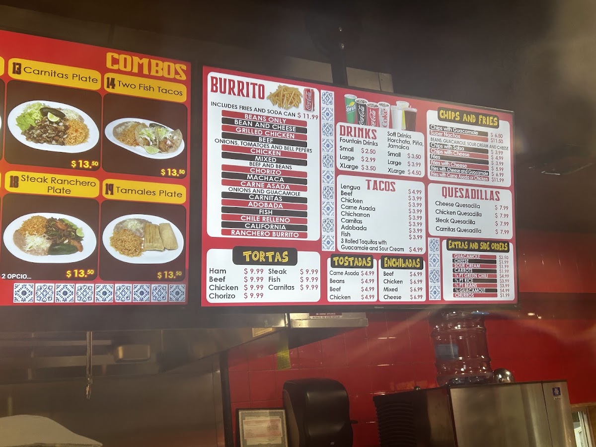 Adolfo’s Six menu board