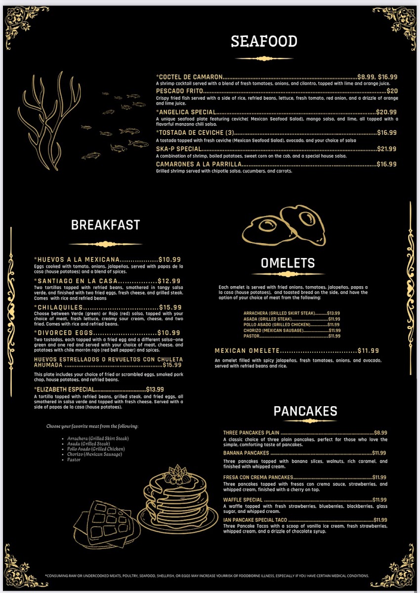 La Herradura Mexican Grill menu board