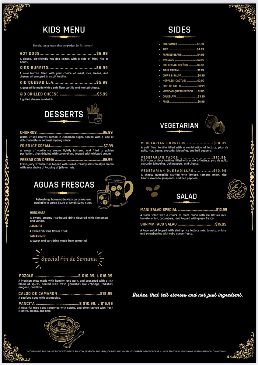 La Herradura Mexican Grill menu board