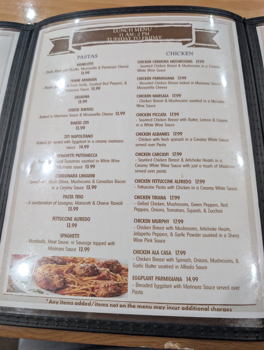 Giuseppe’s menu board