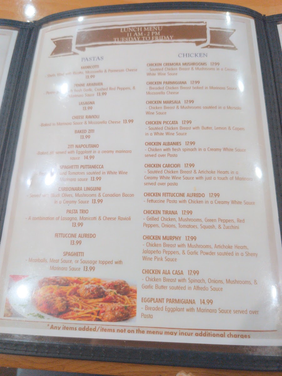 Giuseppe’s menu board
