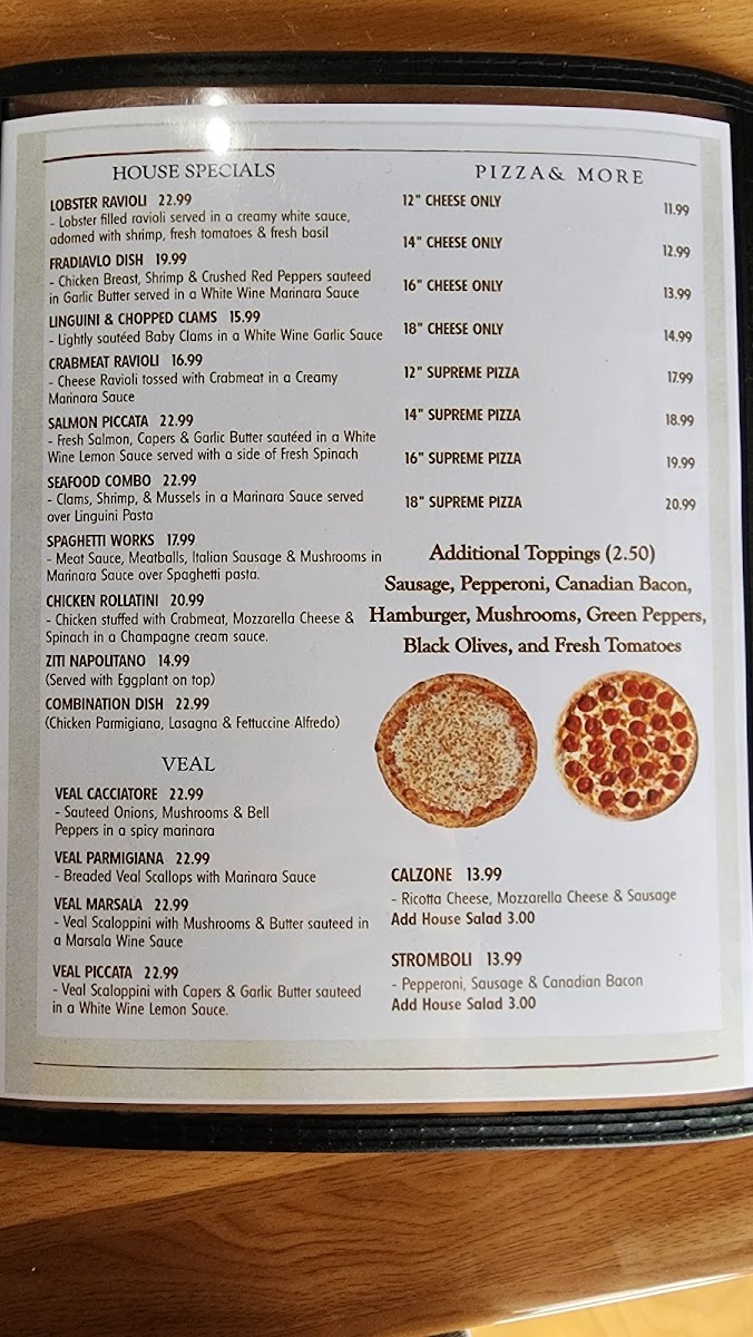 Giuseppe’s menu board