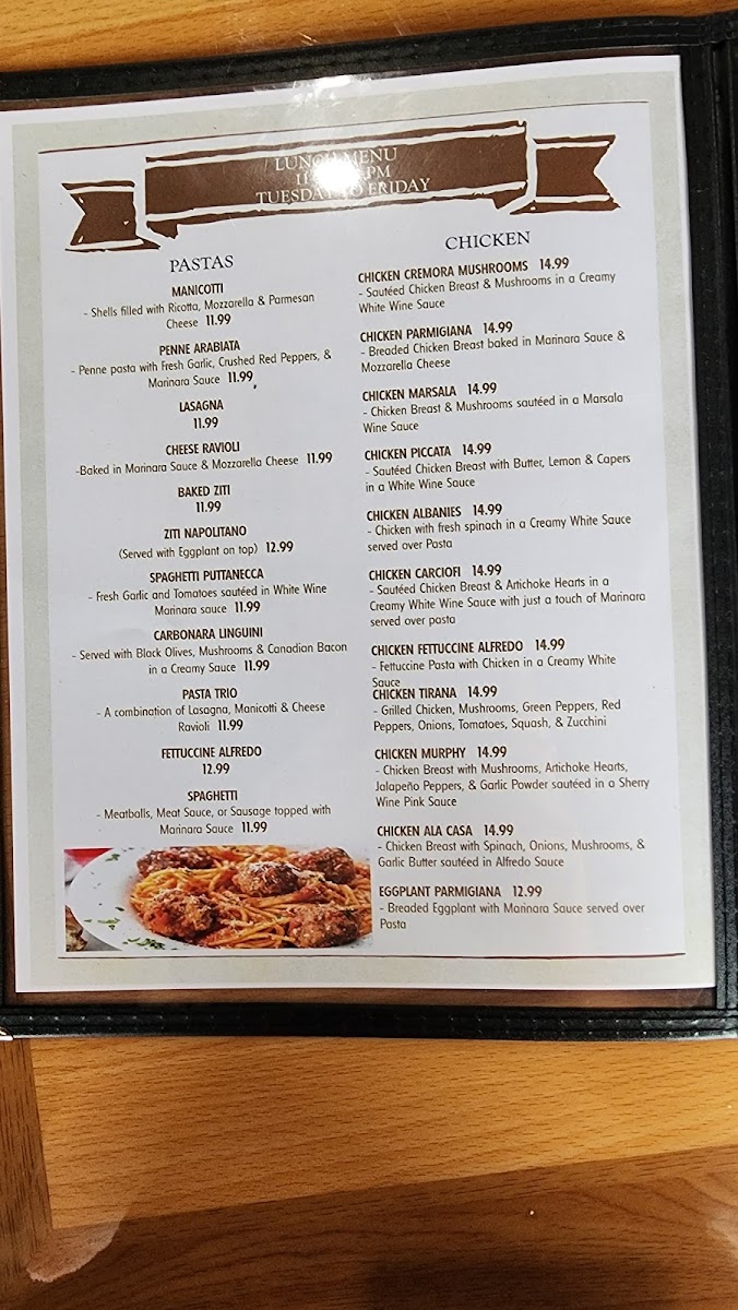 Giuseppe’s menu board