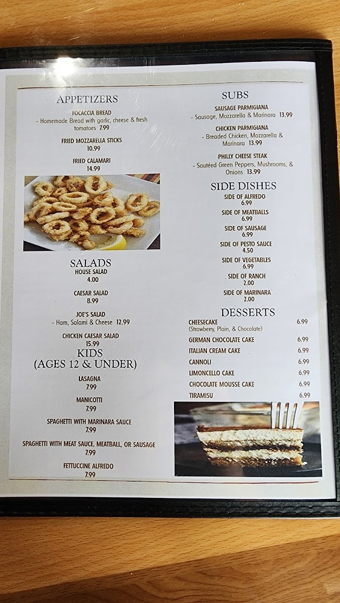 Giuseppe’s menu board