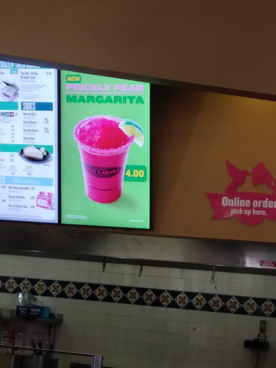 Taco Cabana menu board
