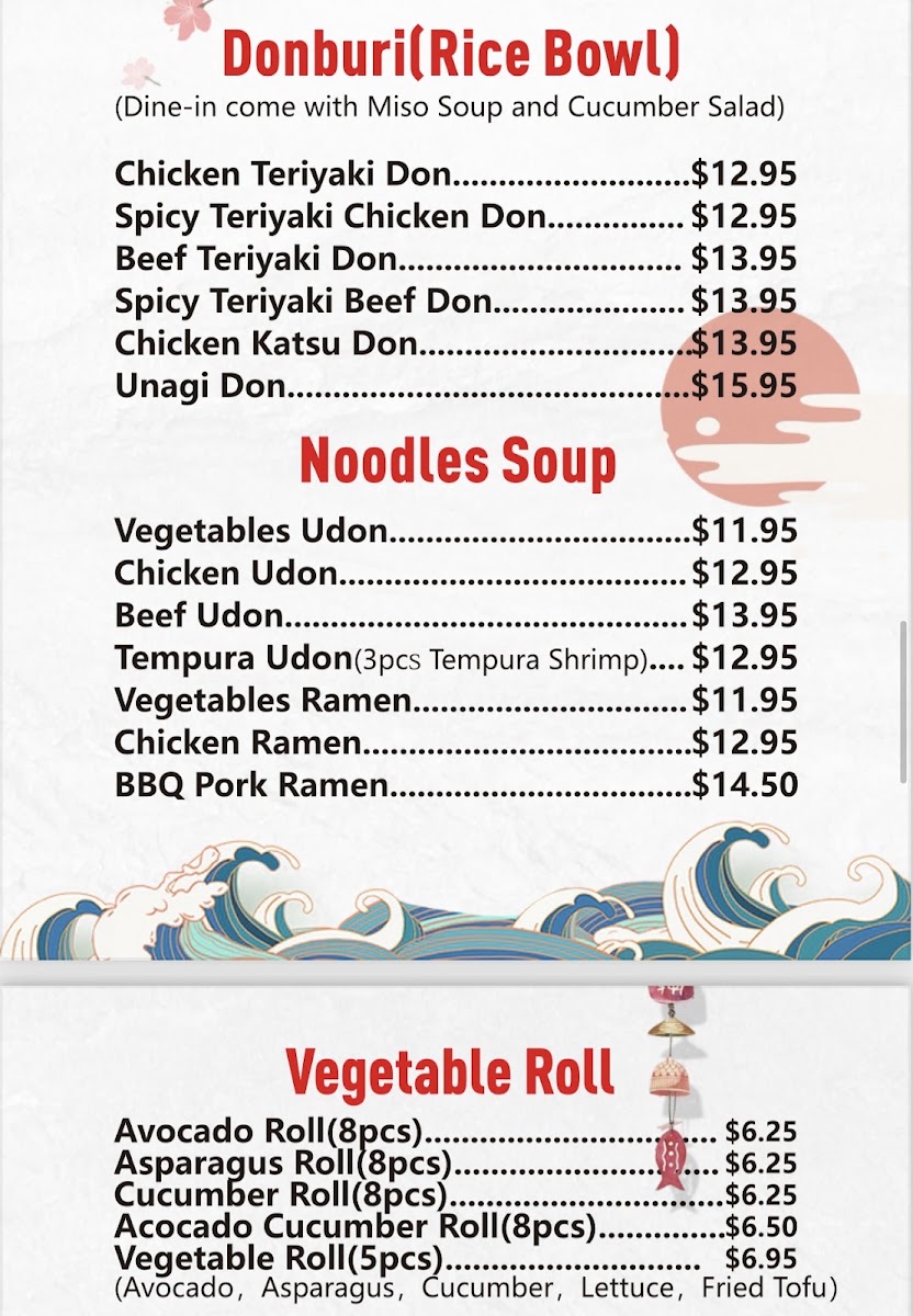 Ye Sushi menu board
