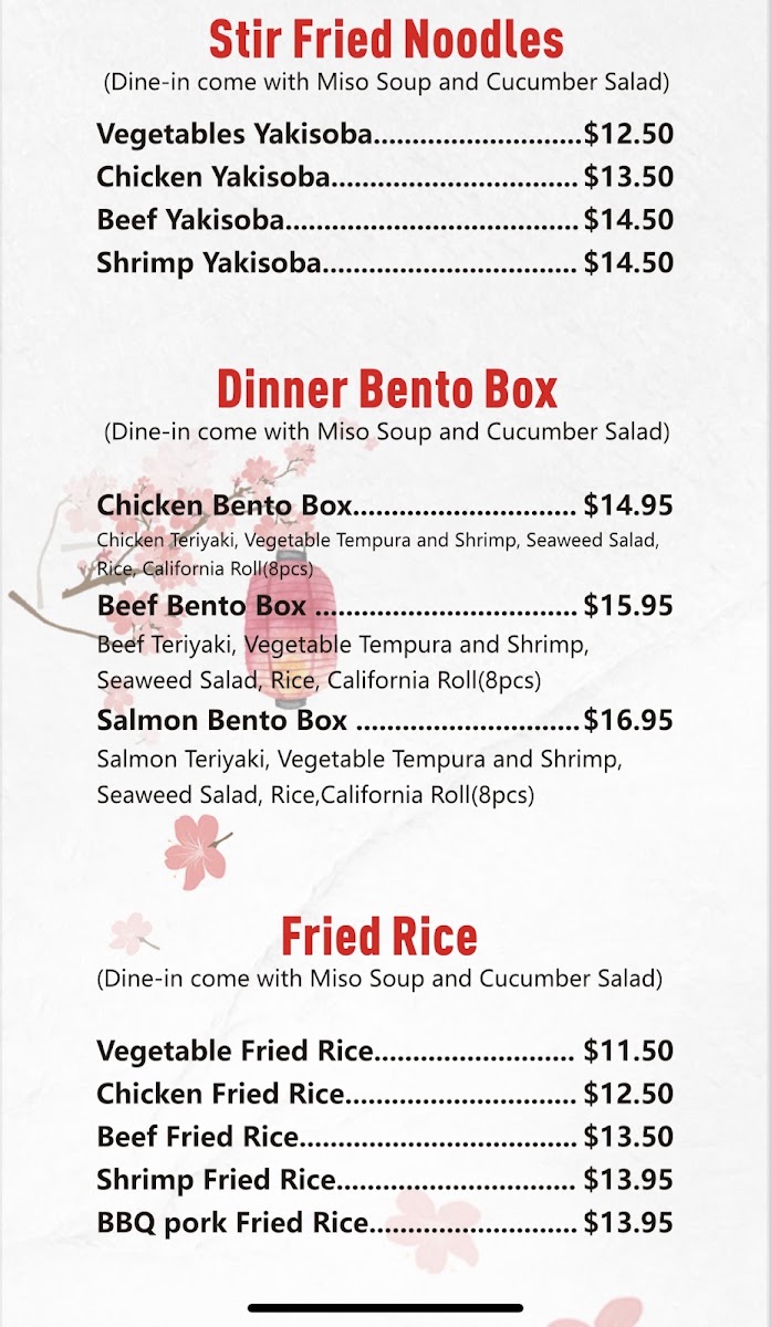 Ye Sushi menu board