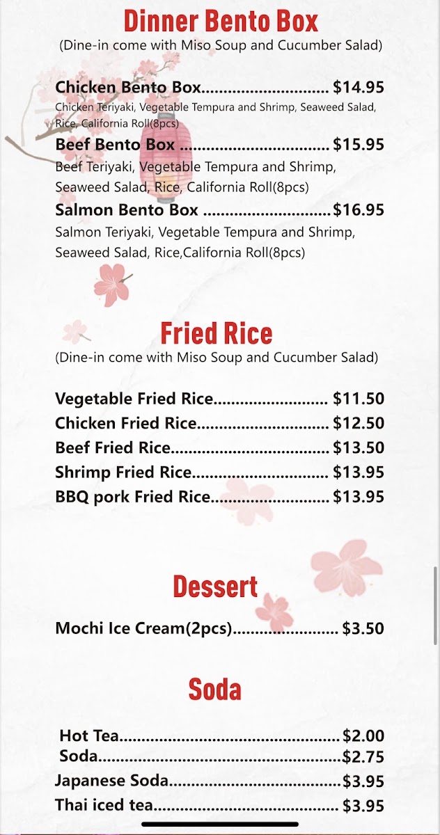 Ye Sushi menu board