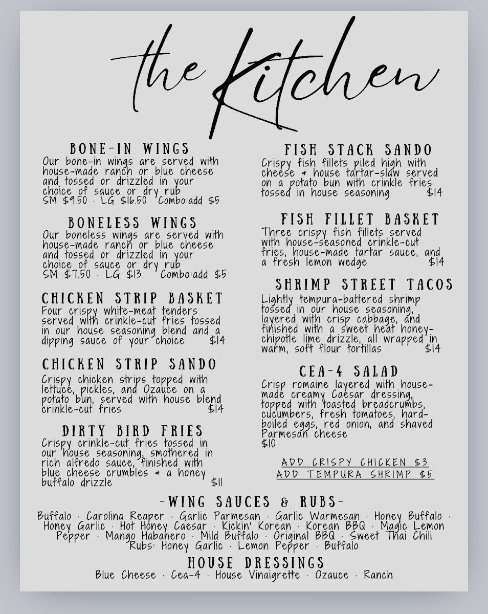 The Local on 4th menu board