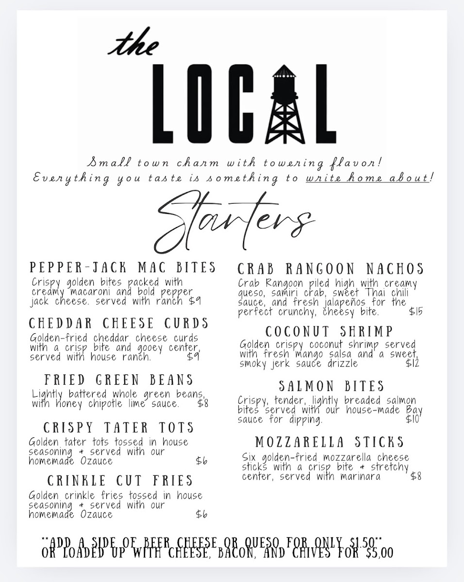 The Local on 4th menu board