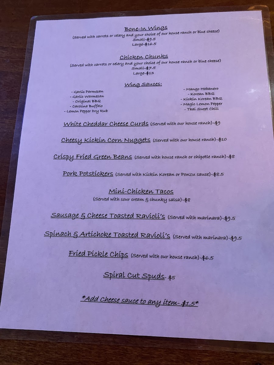 The Local on 4th menu board
