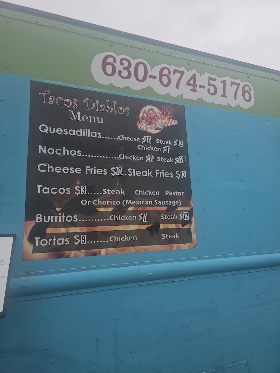 Tacos Diablos Truck menu board